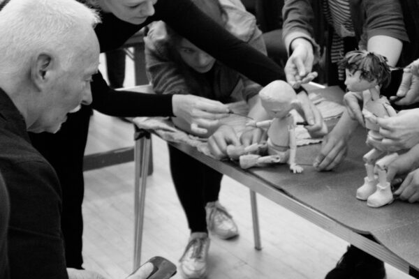 Clive Hicks-Jenkins with some of his puppets
