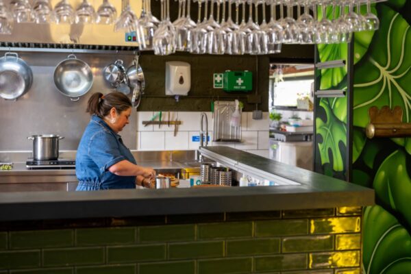 Paternoster Farm's Michelle Evans working in the open kitchen