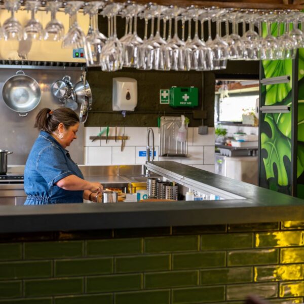Paternoster Farm's Michelle Evans working in the open kitchen