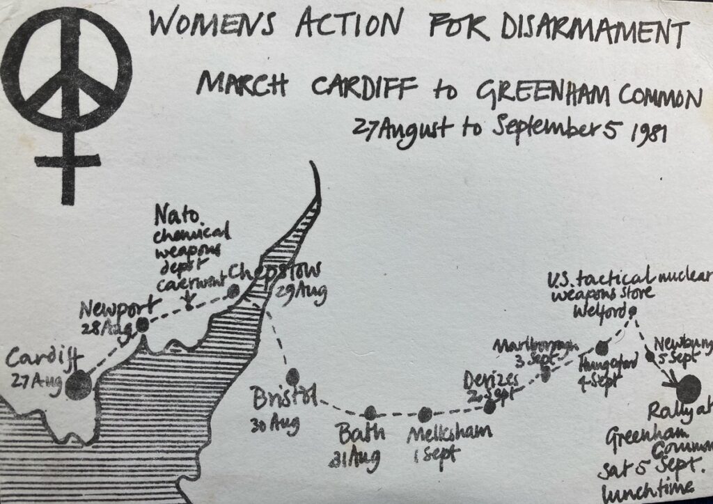 Map of the original march to Greenham Common - credit Sue Lent & Greenham Women Everywhere